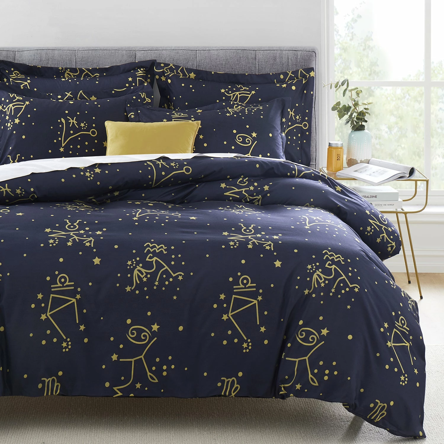 Reversible Duvet Cover Constellation Star Bedding Set Navy 4 Reversible Duvet Cover Constellation Star Bedding Set Navy - Image 2