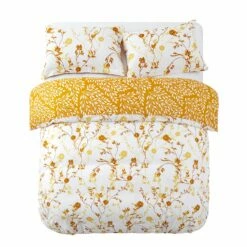 Microfiber Duvet Cover Ochre Flower Print Bedding Set -Bed Linings Sale OchreBlossom 08 453c5a24 d9ba 4161 b308 393da6947e61