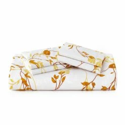Microfiber Duvet Cover Ochre Flower Print Bedding Set -Bed Linings Sale OchreBlossom 09 45420bdd 406c 4b52 a5c6 2f0189f414ca