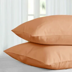 Peach Pillow Cases Plain Cover Pair