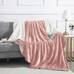 Sherpa Blanket Fluffy Throw Single, Double & King Size -Bed Linings Sale Pink 4 f316c25a 1aa0 48e7 bab9 9e60a6e2cb62