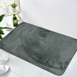 Non Slip Bath Mat Memory Foam Bathroom Door Mat Dark Grey 10 Non Slip Bath Mat Memory Foam Bathroom Door Mat Dark Grey -Bed Linings Sale PlainDarkGrey 4