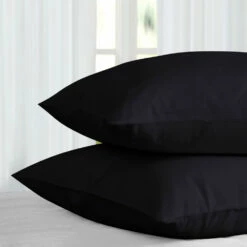 Black Pillow Cases Plain Cover Pair