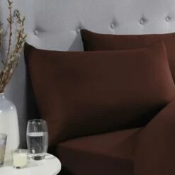 Plain Brown Pillow Case/Cover Pair 11 Plain Brown Pillow Case/Cover Pair -Bed Linings Sale PlainPillowBrown 01