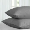 Grey Pillow Cases Plain Cover Pair -Bed Linings Sale PlainPillowGrey 04