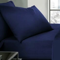 Navy Pillow Cases Plain Cover Pair -Bed Linings Sale PlainPillowNavy 02