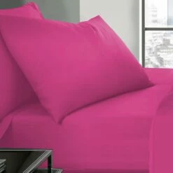 Pink Pillow Cases Plain Cover Pair -Bed Linings Sale PlainPillowPink 02