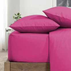 Pink Pillow Cases Plain Cover Pair -Bed Linings Sale PlainPillowPink 03
