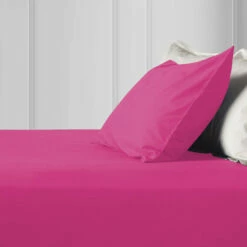 Pink Pillow Cases Plain Cover Pair -Bed Linings Sale PlainPillowPink 06