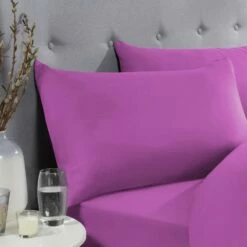 Purple Pillow Cases Plain Cover Pair -Bed Linings Sale PlainPillowPurple 01