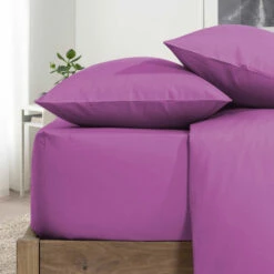 Purple Pillow Cases Plain Cover Pair -Bed Linings Sale PlainPillowPurple 03