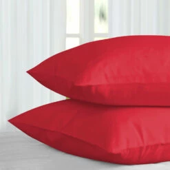Red Pillow Cases Plain Cover Pair
