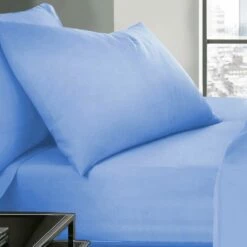Light Blue Pillow Cases Plain Cover Pair -Bed Linings Sale PlainPillowSkyBlue 02