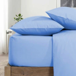 Light Blue Pillow Cases Plain Cover Pair -Bed Linings Sale PlainPillowSkyBlue 03