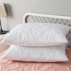 Cotton Pillow Pair White Quilted Back Pillows -Bed Linings Sale Quilted5