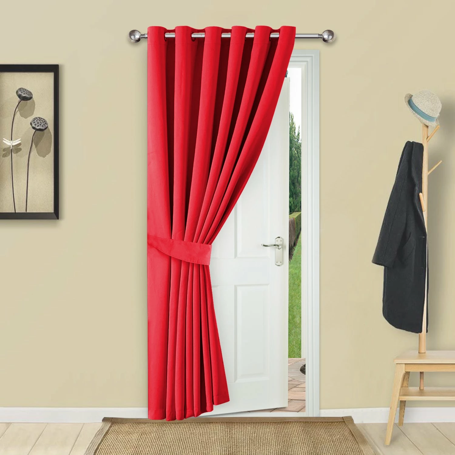 Red Curtains Indoor & Outdoor Single Panel Curtain 3 Red Curtains Indoor & Outdoor Single Panel Curtain