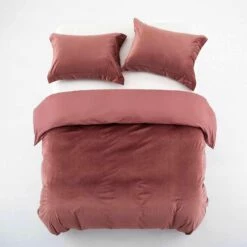 Pink Bedding Crushed Velvet Duvet Cover Set -Bed Linings Sale Rose Pink Makhmal Duvet 2