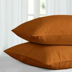 Rust Pillow Cases Plain Cover Pair
