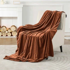 Fluffy Fleece Blanket Single, Double, King & Super King -Bed Linings Sale Rust 6ca6cb10 5067 4caa 992c 4fdad67e3766