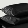 Black Satin Silk Pillowcases Pair -Bed Linings Sale SatinPillowBlack 1