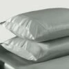 Grey Satin Silk Pillowcases Pair -Bed Linings Sale SatinPillowGrey 1