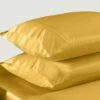 Ochre Satin Silk Pillowcases Pair -Bed Linings Sale SatinPillowOchre 1