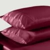 Burgundy Satin Silk Pillowcases Pair -Bed Linings Sale SatinPillowRed 1