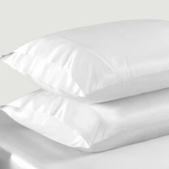 White Satin Silk Pillow Cases Pair