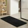 Door Mat Plain Shaggy Doorway Runner Black -Bed Linings Sale ShaggyPeruBathmatBlack