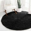 Black Round Rug High Pile Fluffy Circular Shaggy Rug 2 Black Round Rug High Pile Fluffy Circular Shaggy Rug -Bed Linings Sale ShaggyPeruRugBlack 01