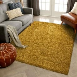 Yellow Rug Large Outdoor Fluffy Shaggy Runner Rug