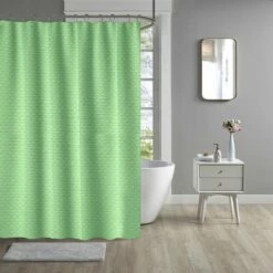 Bath Curtains Diamond Waterproof Shower Curtain Light Green