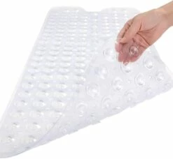 PVC Rubber Shower Mat Strong Suction Crystal White Bathmat -Bed Linings Sale Showermat Transparent