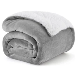 Sherpa Blanket Fluffy Throw Single, Double & King Size -Bed Linings Sale Silver 1f91d102 b752 4c7a ad3a e1028287dd65