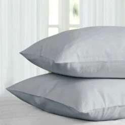 Silver Pillow Cases Plain Cover Pair