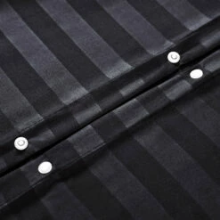 Double Bedding Stripe Duvet Cover Set Black King & Super King -Bed Linings Sale StripeDuvetBlack 05