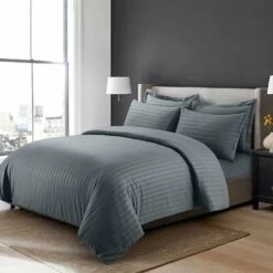 Stripe Bedding Charcoal Duvet Cover Set