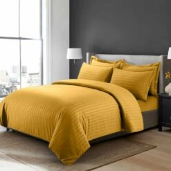 Ochre Bedding Striped Duvet Cover Single, Double, King & Super King