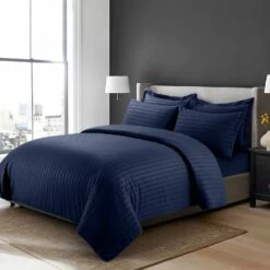 Navy Bedding Stripe Duvet Cover Set