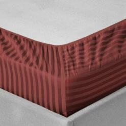 Single Bed Fitted Sheet Burgundy Striped -Bed Linings Sale StripeFittedSheetBurgundy 06
