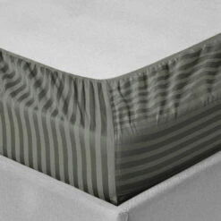 Deep Fitted King Sheets Charcoal 25CM Stripe Bed Sheet -Bed Linings Sale StripeFittedSheetCharcoal 06