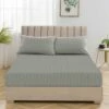 Grey Bed Sheets Extra Deep 25cm Stripe Fitted Sheets -Bed Linings Sale StripeFittedSheetGrey 02b