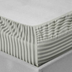 Grey Bed Sheets Extra Deep 25cm Stripe Fitted Sheets -Bed Linings Sale StripeFittedSheetGrey 06