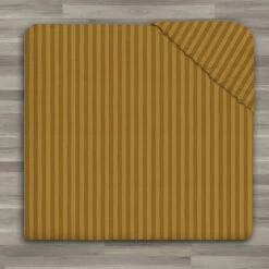 Super King Fitted Sheet Extra Deep 25cm Stripe Ochre -Bed Linings Sale StripeFittedSheetMutard 04
