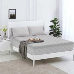 Deep Bed Sheets Silver Grey Fitted Sheet 25cm Embossed Pattern