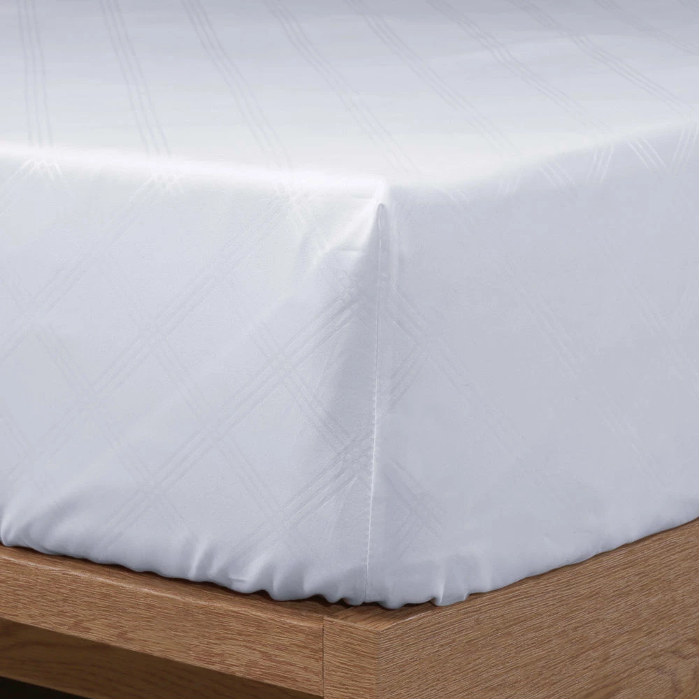 White Double Fitted Sheet Embossed 25cm Deep Bedsheet 6 White Double Fitted Sheet Embossed 25cm Deep Bedsheet - Image 4