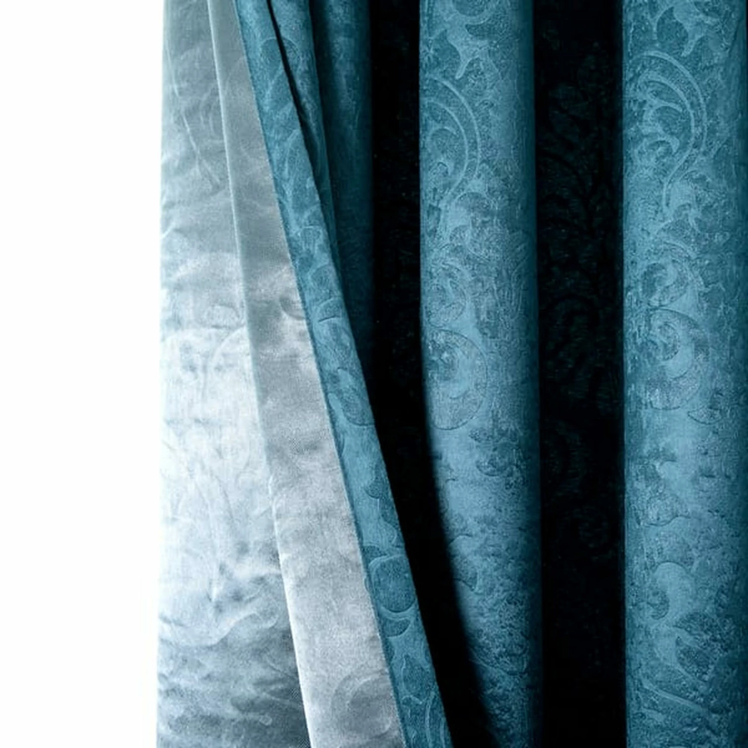 Teal Curtains Embossed Readymade Single Door Curtain 4 Teal Curtains Embossed Readymade Single Door Curtain - Image 2
