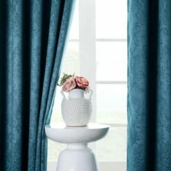Eyelet Blackout Curtains Ready Made Embossed -Bed Linings Sale Teal 06 d1c0e2ce 9191 4b19 845d faa9c97263b4