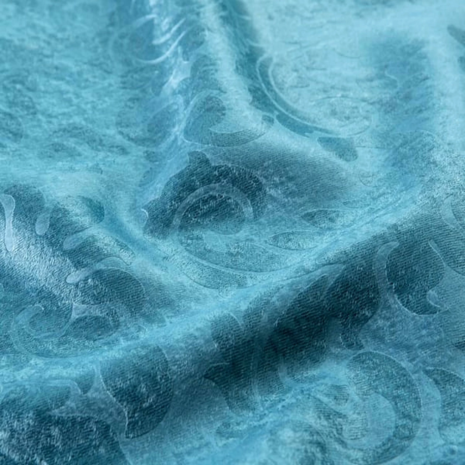 Teal Curtains Embossed Readymade Single Door Curtain 5 Teal Curtains Embossed Readymade Single Door Curtain - Image 3