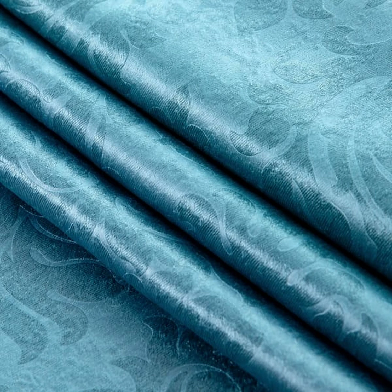Teal Curtains Embossed Readymade Single Door Curtain 6 Teal Curtains Embossed Readymade Single Door Curtain - Image 4